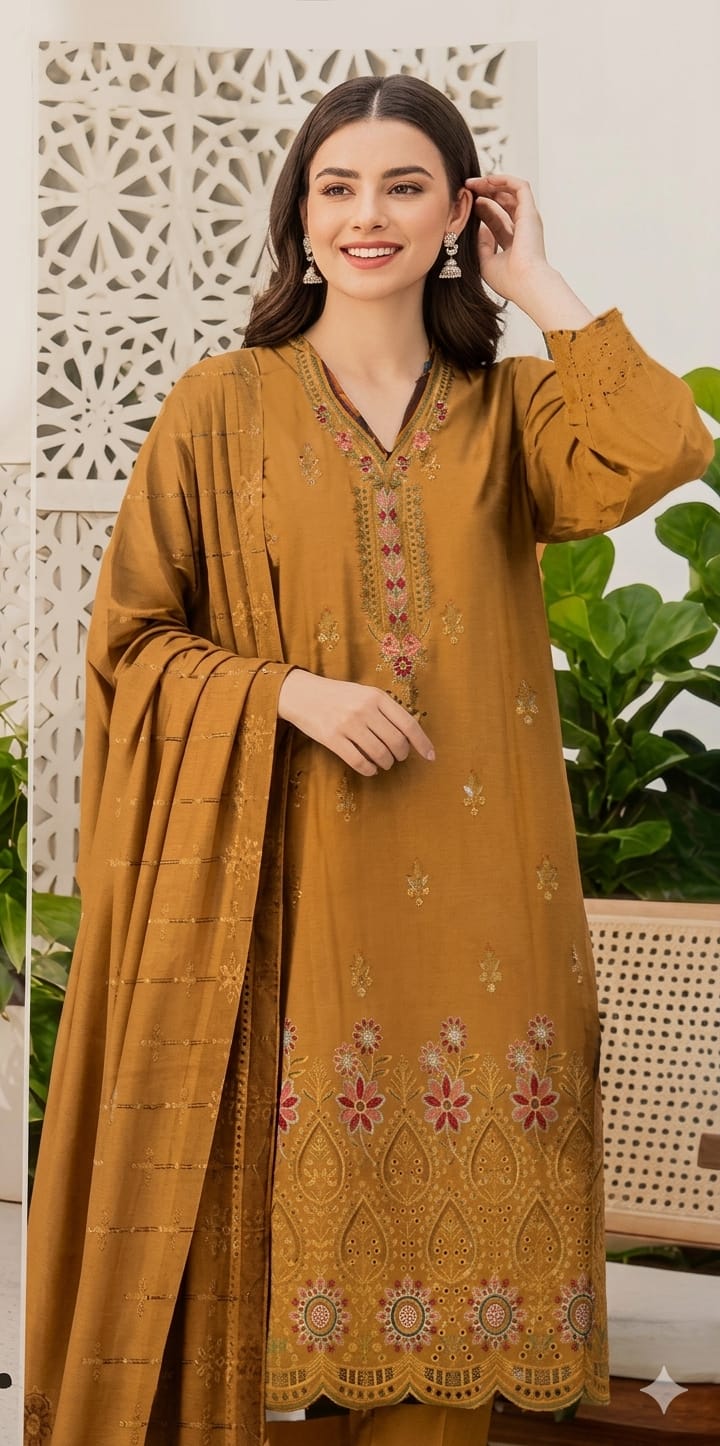 TANA DORA=Fancy Boring Daman-Cutwork Sequence Dupatta