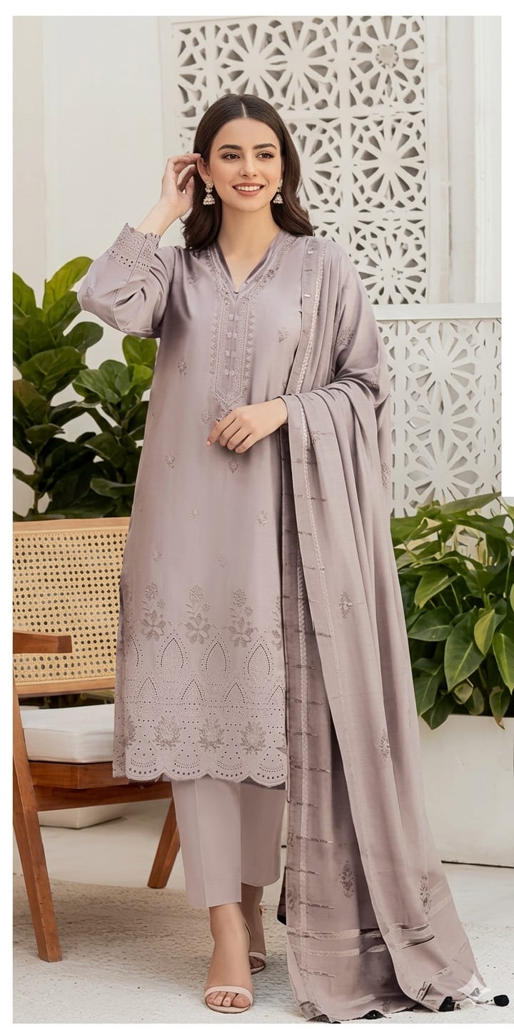 TANA DORA=Fancy Boring Daman-Cutwork Sequence Dupatta