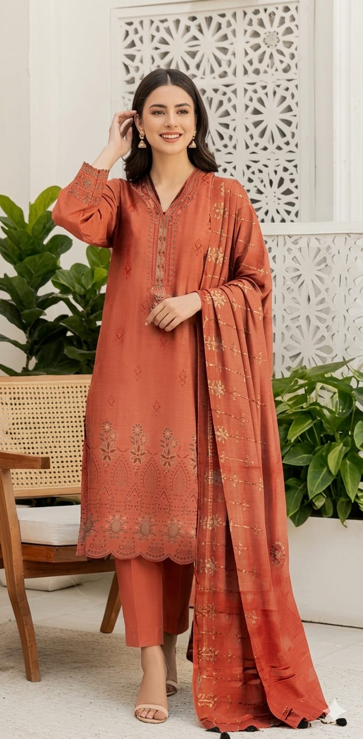 TANA DORA=Fancy Boring Daman-Cutwork Sequence Dupatta
