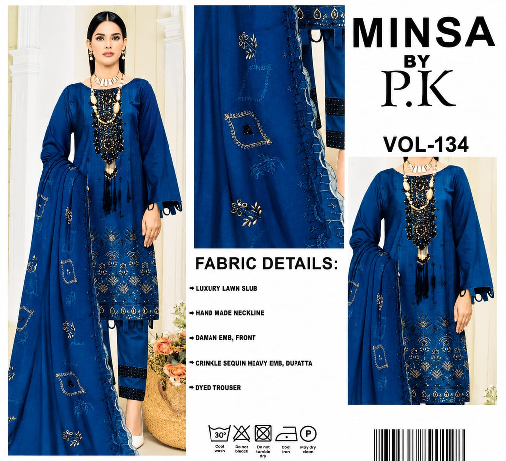 MINSA by P.K-Elegant royal blue 3-piece suit