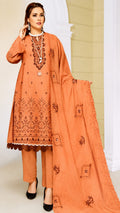 MINSA by P.K-Elegant peach-colored 3-piece unstitched suit
