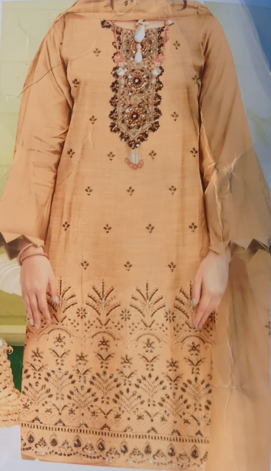MINSA by P.K-Elegant Peach / Light Tan Traditional 3-Piece Suit