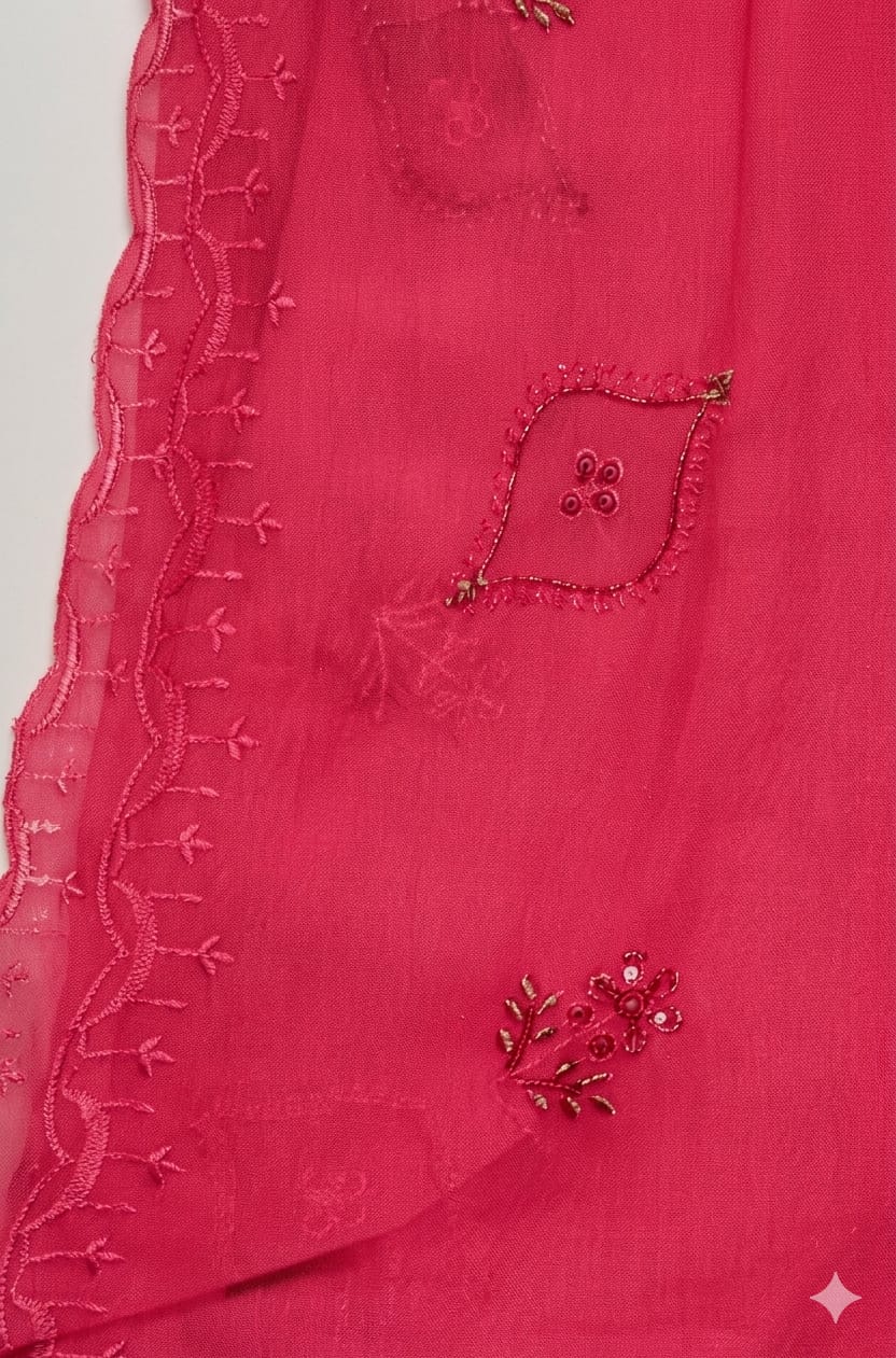 MINSA by P.K-Deep pink / magenta 3-Piece Traditional Suit (Salwar Kameez Style)