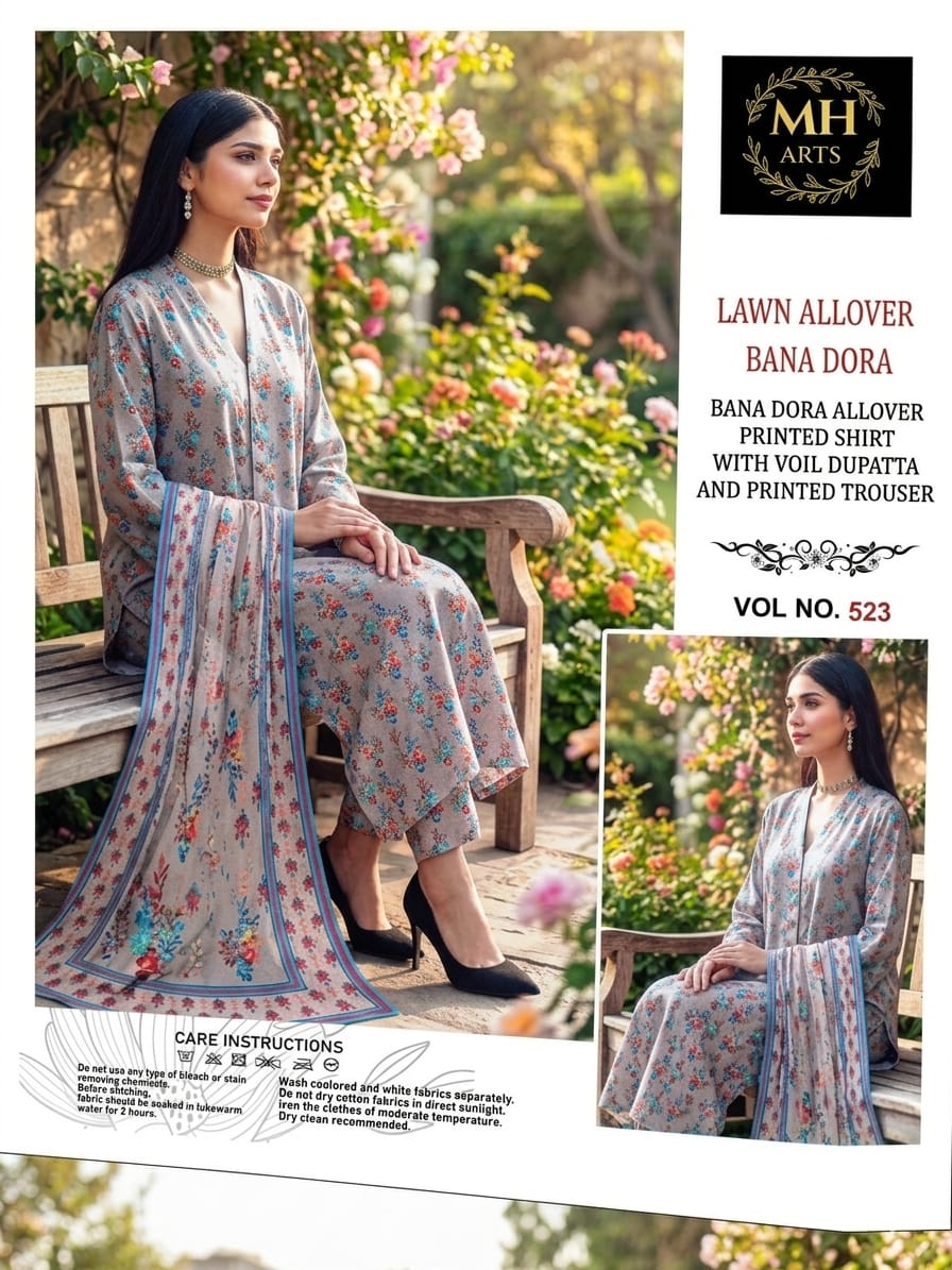 MH Arts – Lawn Allover Bana Dora (Vol No. 523)